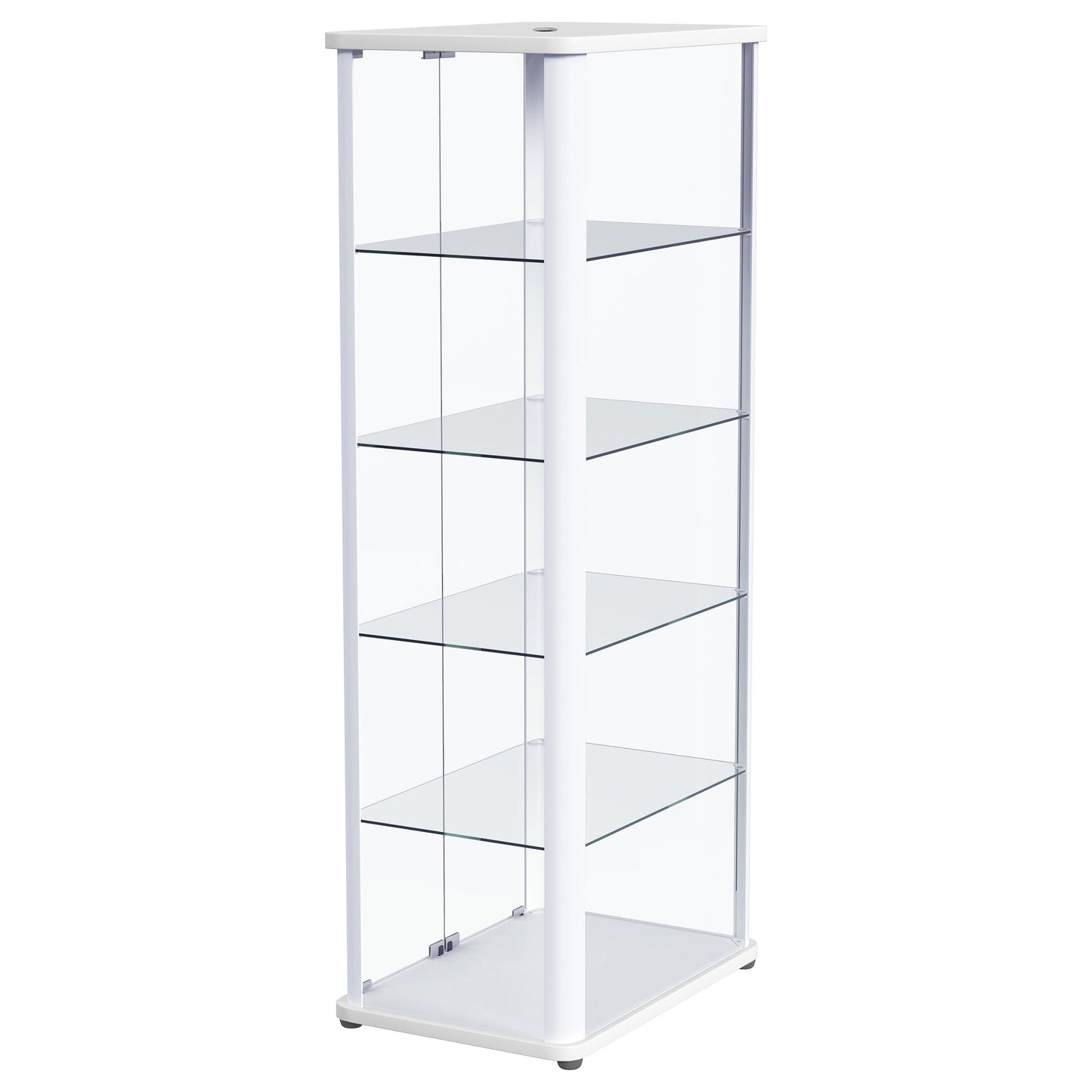Aero LED 4-Shelf Glass Curio Display Cabinet White