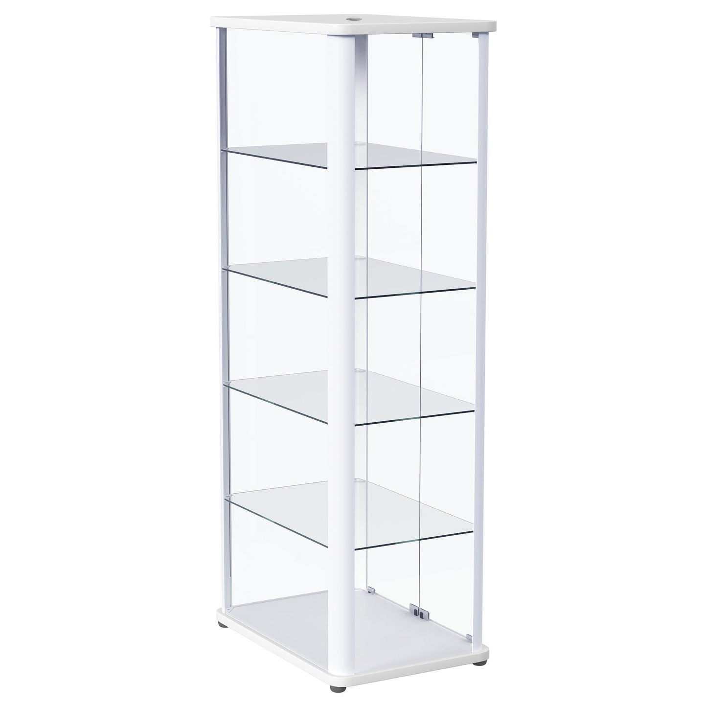 Aero LED 4-Shelf Glass Curio Display Cabinet White