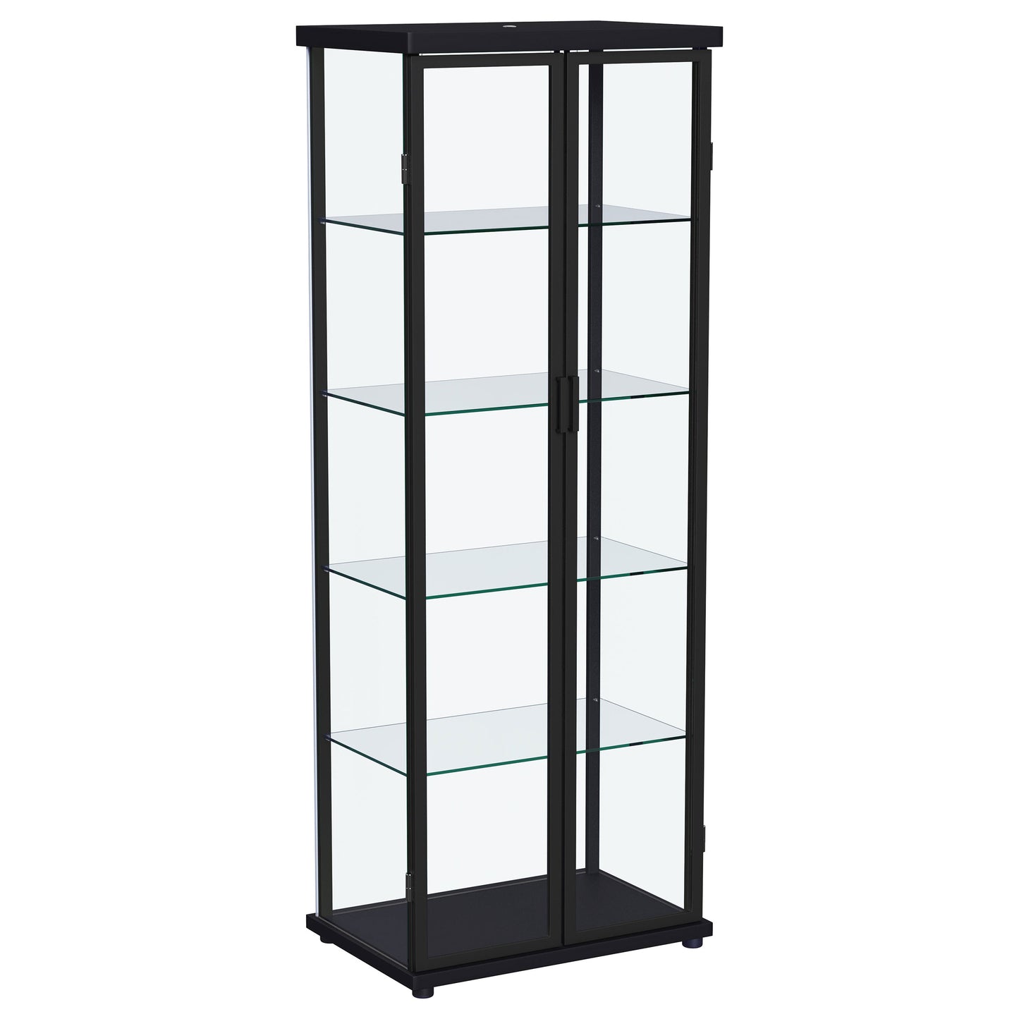 Carrillo LED 4-Shelf Glass Curio Display Cabinet Black