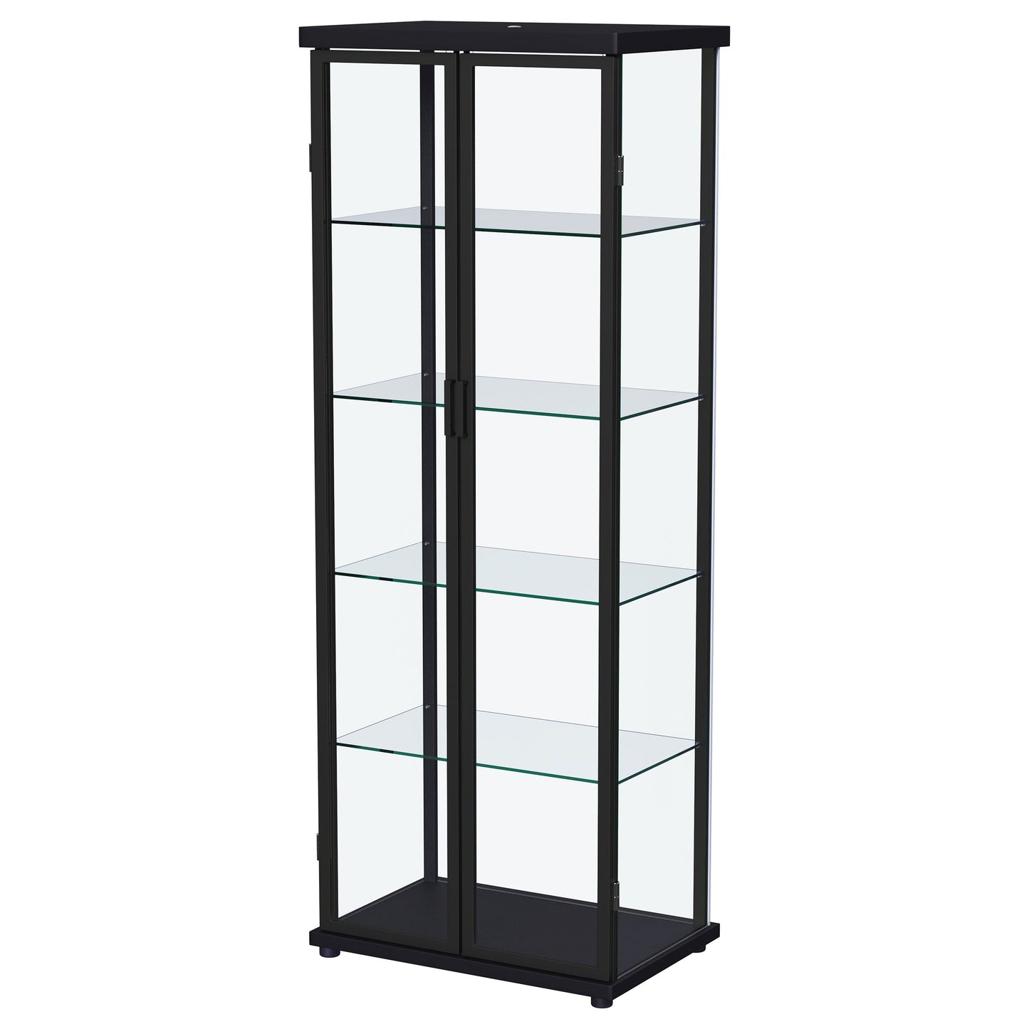 Carrillo LED 4-Shelf Glass Curio Display Cabinet Black