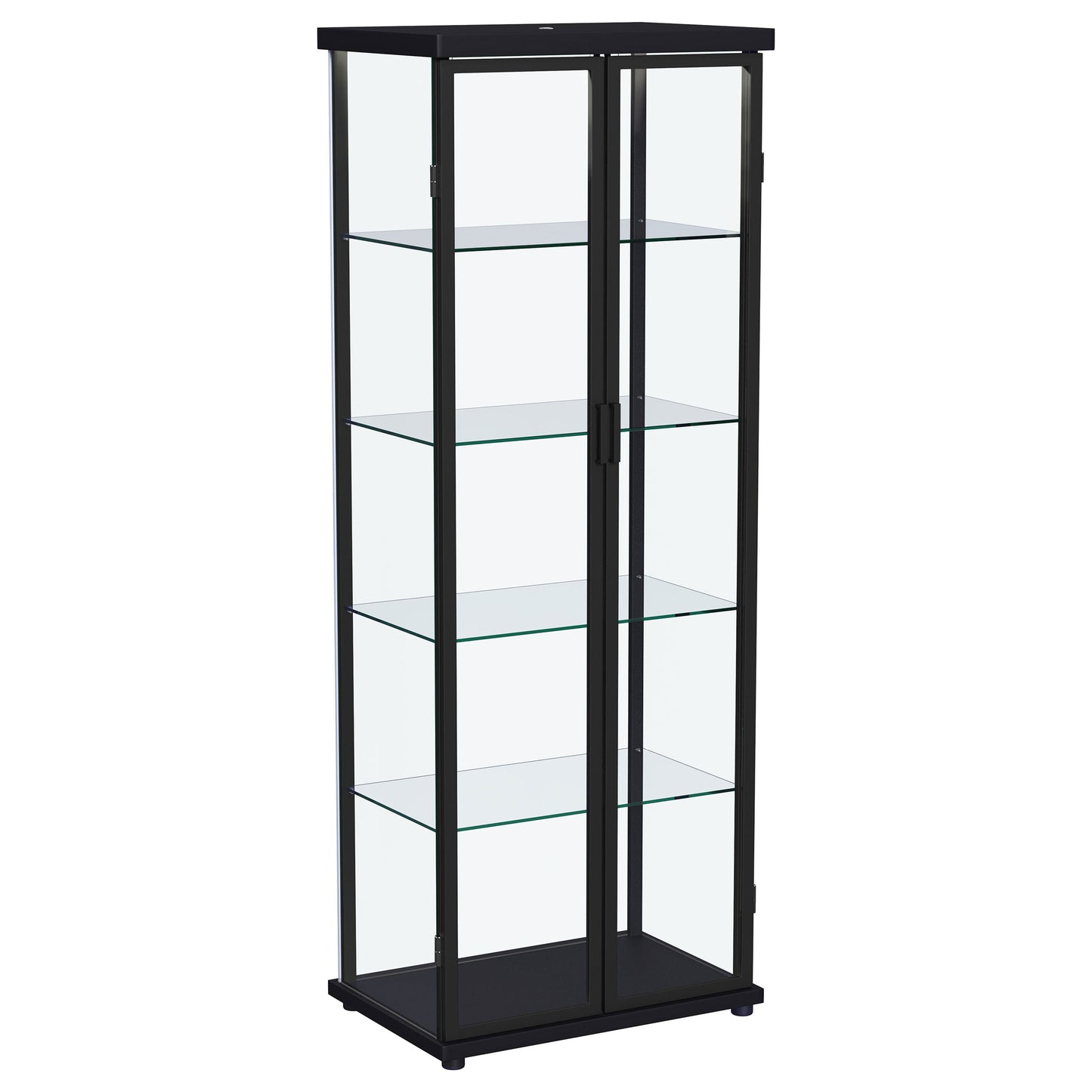 Carrillo LED 4-Shelf Glass Curio Display Cabinet Black