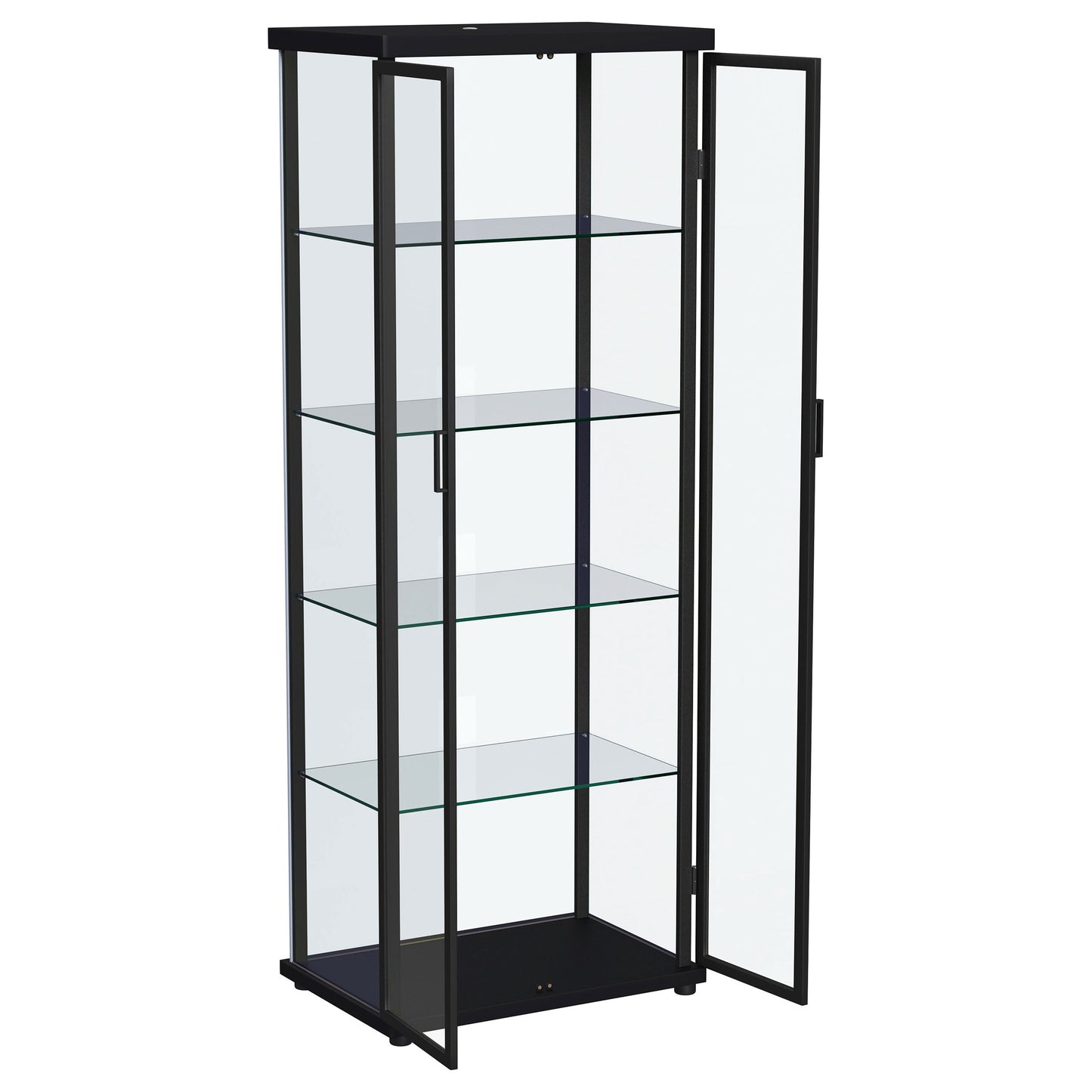 Carrillo LED 4-Shelf Glass Curio Display Cabinet Black