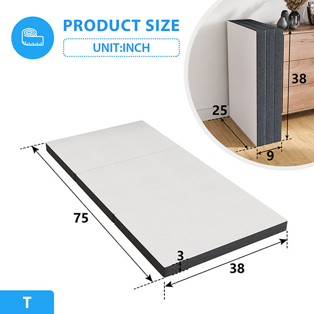 Hollyhock - 3" Twin Tri-Fold Memory Foam Topper