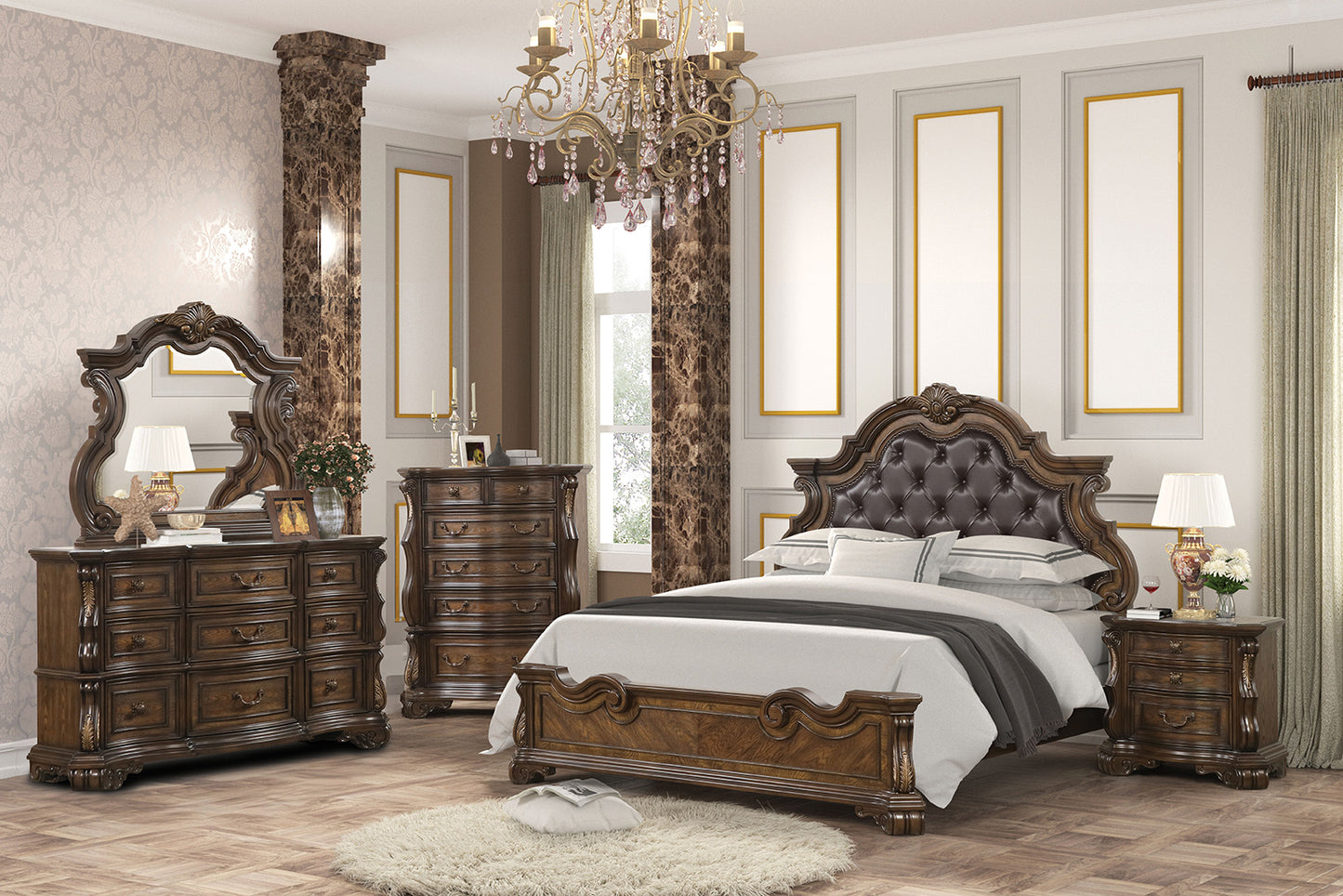 Leovanni - 5 Pc Queen Bedroom Set