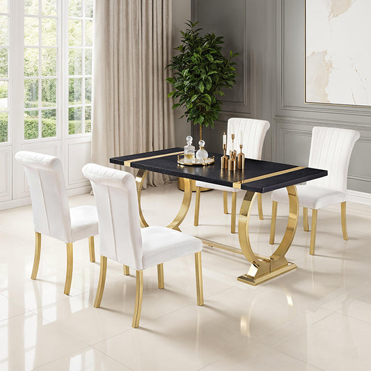 Horley - 60" Dining Table, Gold Frame