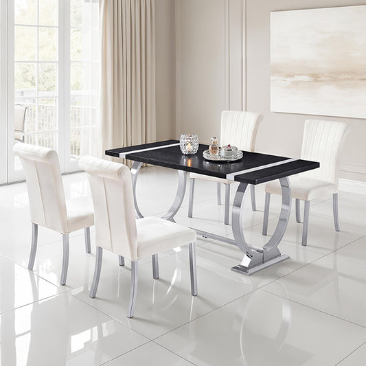 Horley - 60" Dining Table, Silver Frame