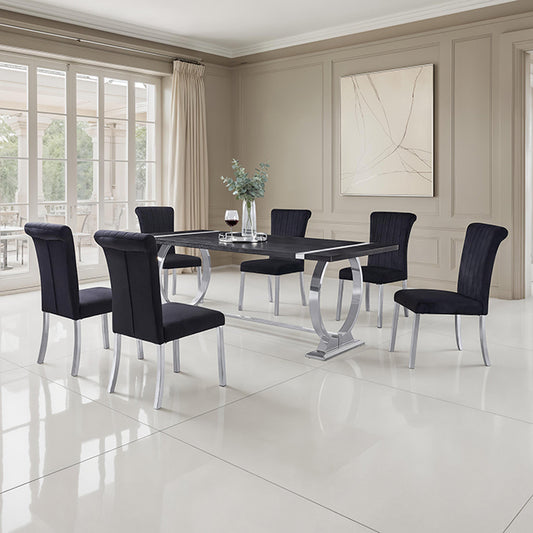 Horley - 80" Dining Table, Silver Frame