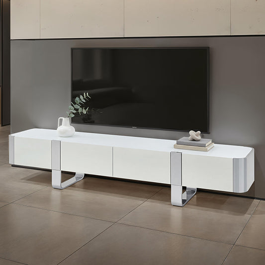 Larvik - TV Stand White w/ Silver Frame