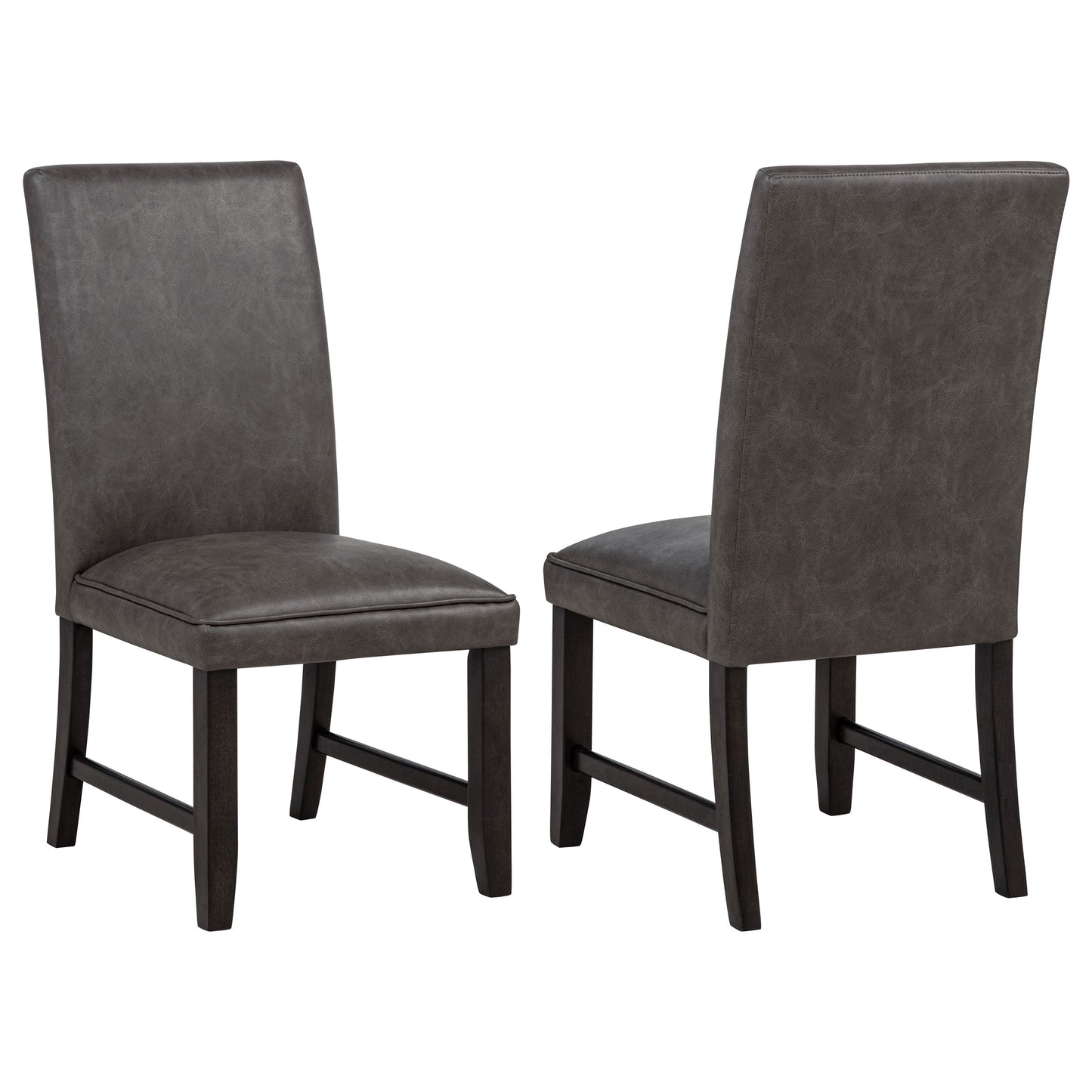 Averill Faux Leatherette Upholstered Dining Side Chair Dark Grey (Set of 2)