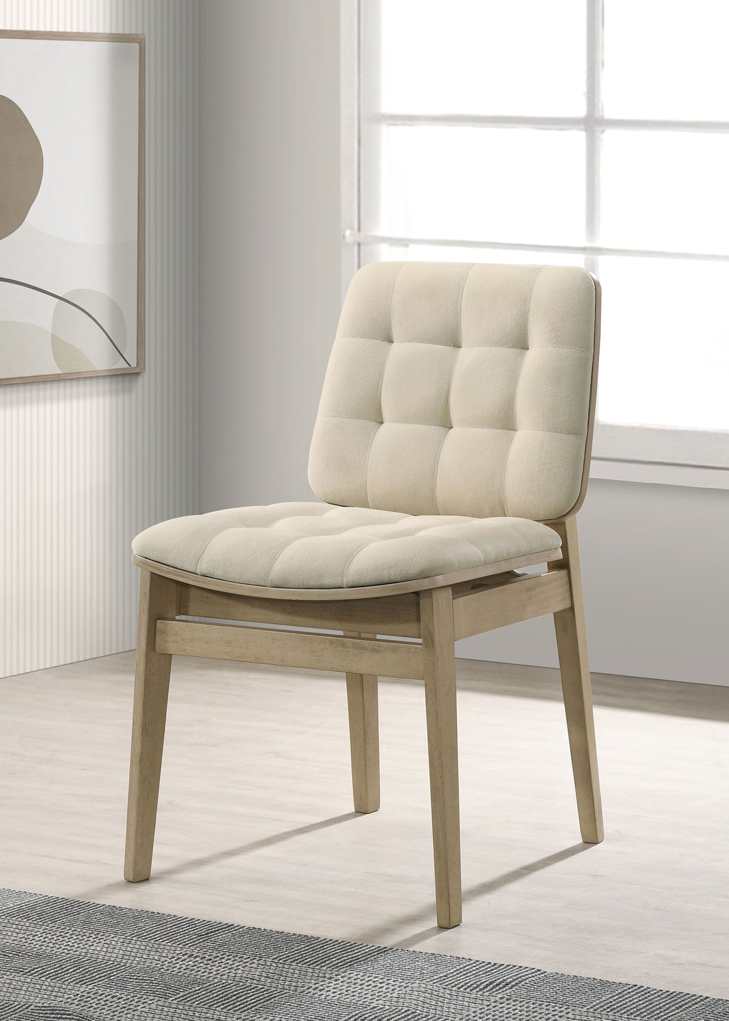 Redbridge Upholstered Side Chair Cream and Natural Oak (Set of 2)