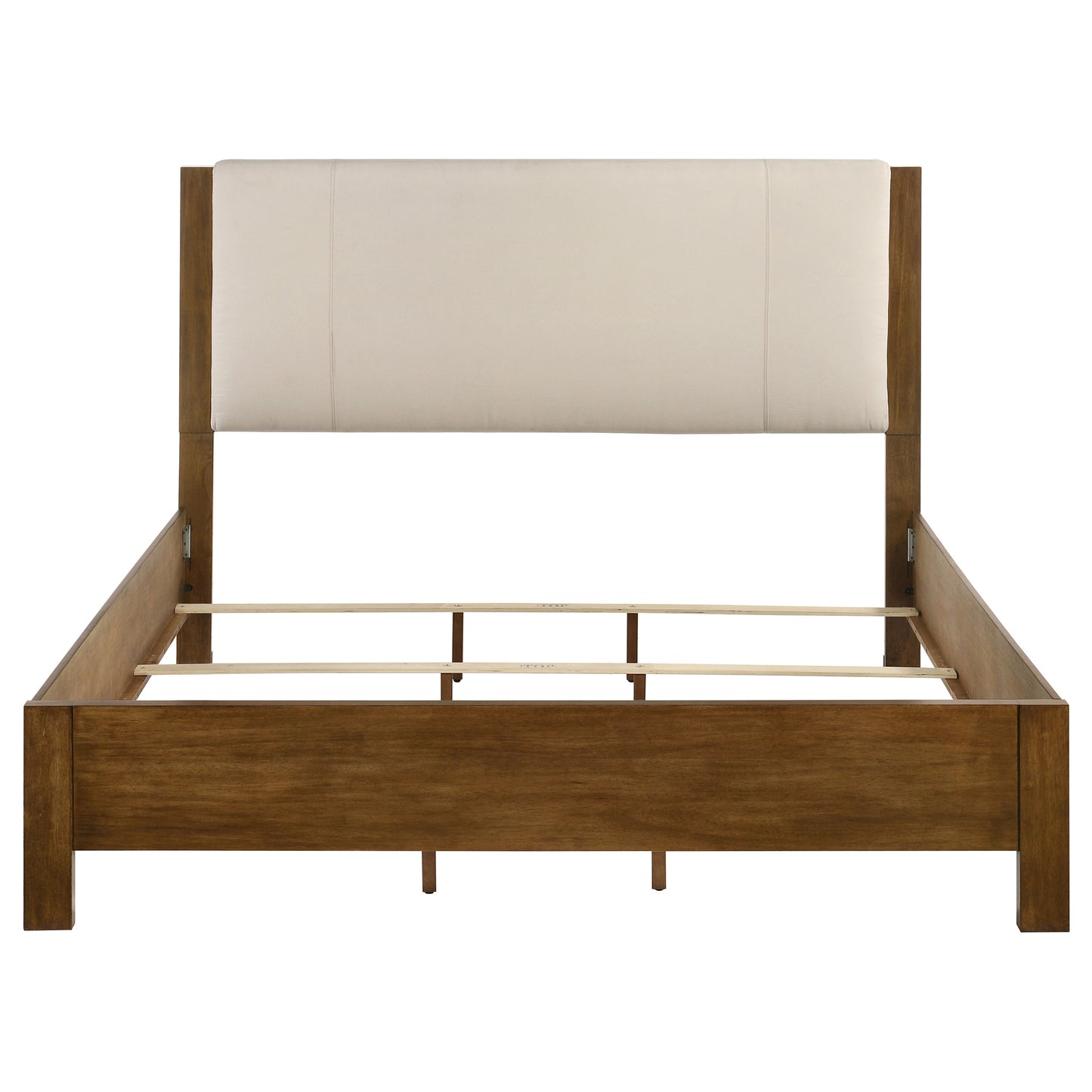 Adderley Eastern King Wood Panel Bed Cream and Warm Brown