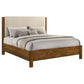 Adderley Eastern King Wood Panel Bed Cream and Warm Brown