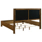 Adderley Eastern King Wood Panel Bed Cream and Warm Brown