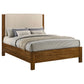 Adderley Queen Wood Panel Bed Cream and Warm Brown