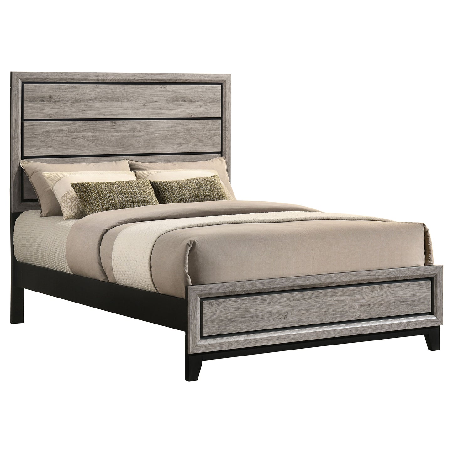 Valen Wood Full Panel Bed Light Taupe