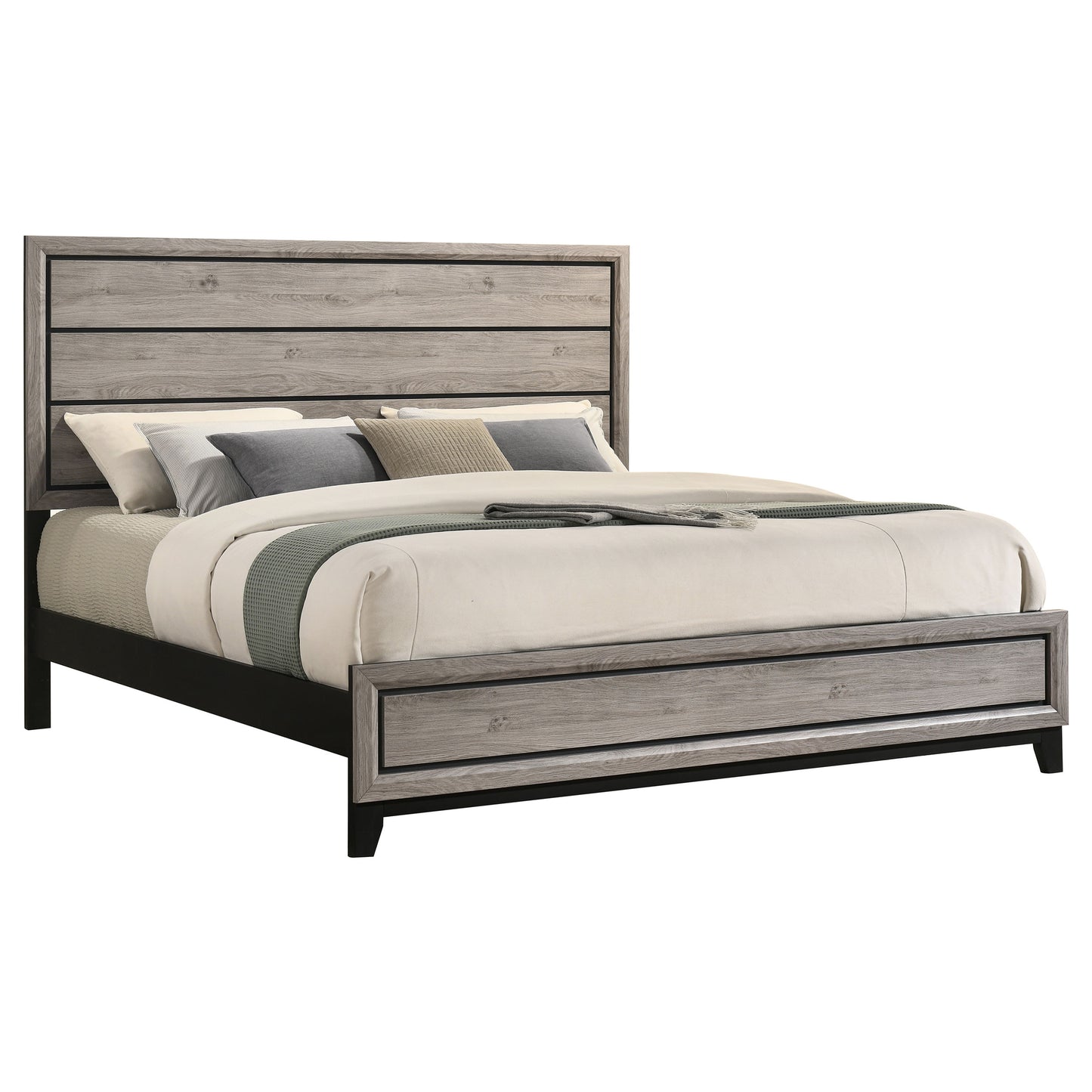 Valen Wood Eastern King Panel Bed Light Taupe