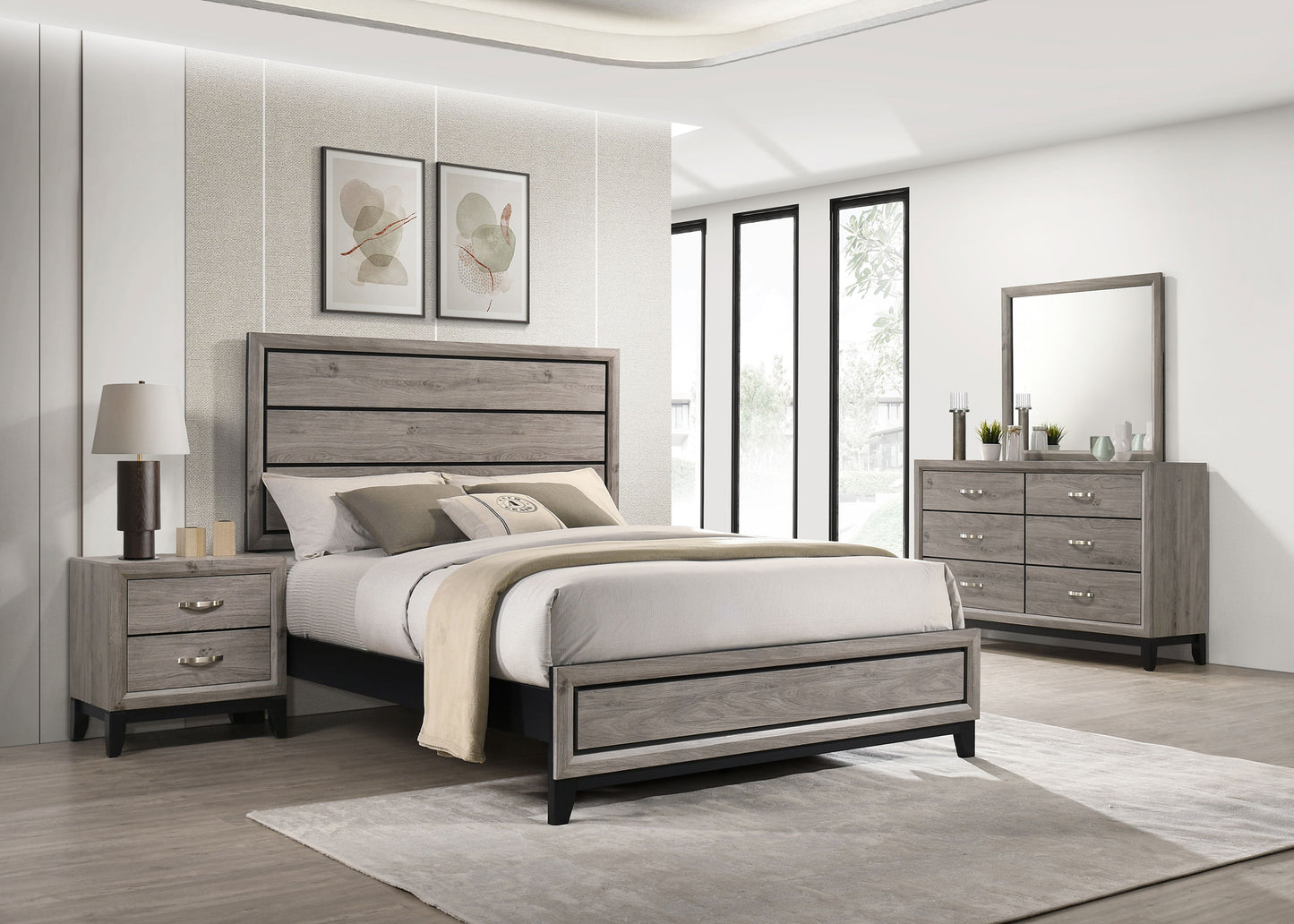 Valen Four-piece Eastern King Bedroom Set Light Taupe
