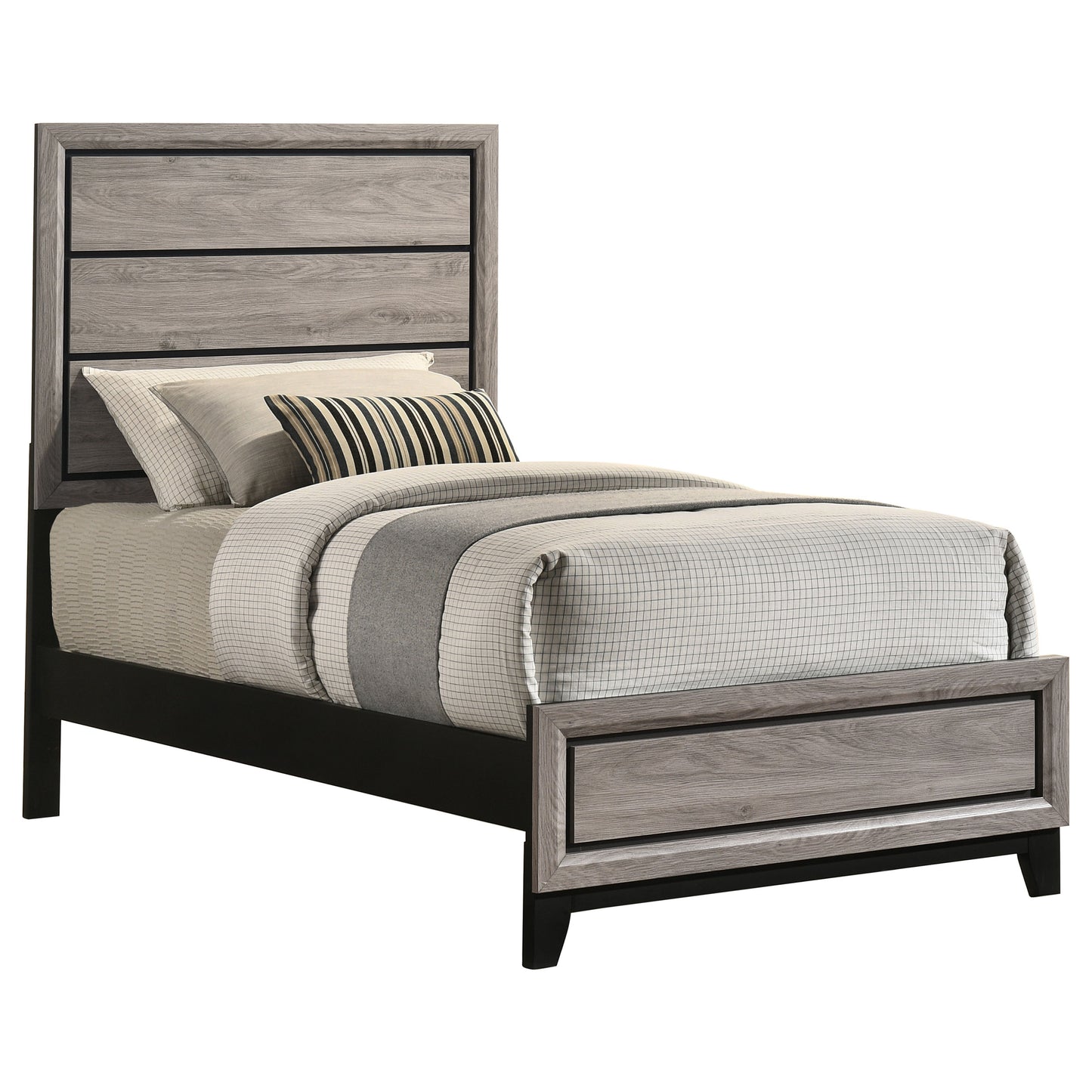 Valen Wood Twin Panel Bed Light Taupe