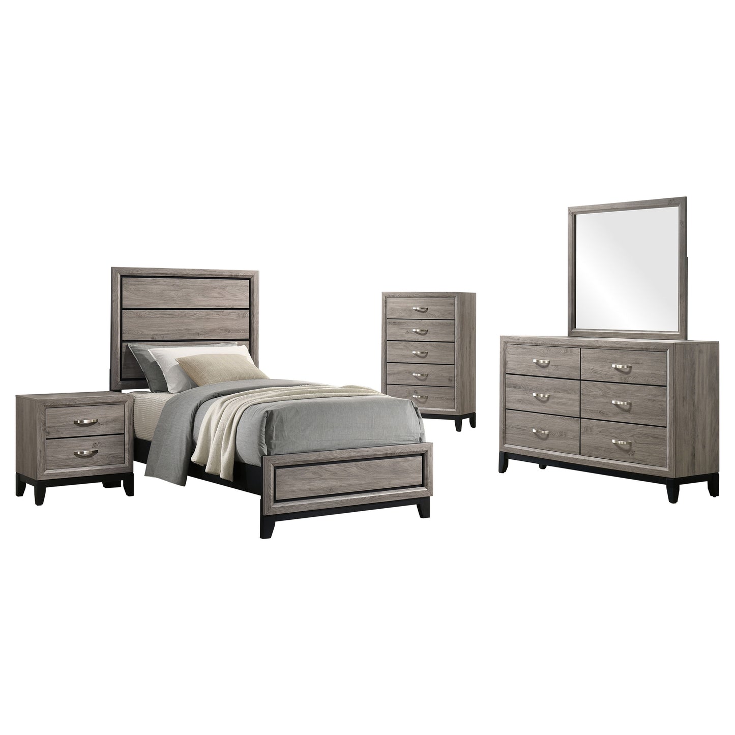 Valen Five-piece Twin Bedroom Set Light Taupe