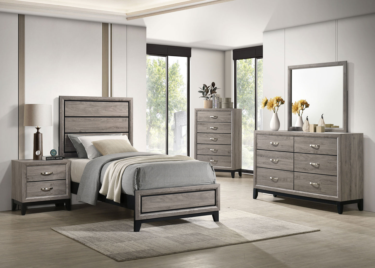 Valen Five-piece Twin Bedroom Set Light Taupe