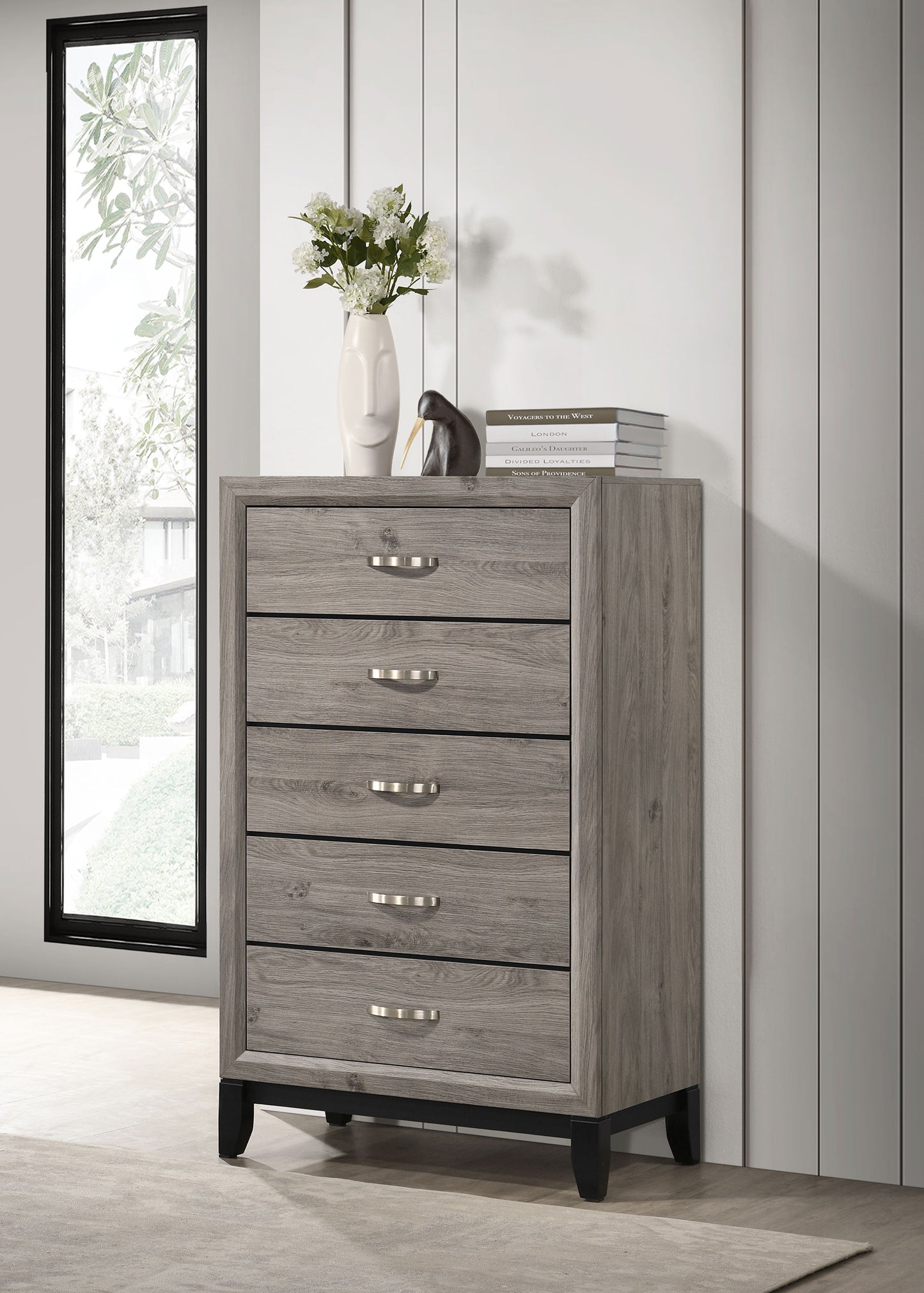 Valen 5-drawer Bedroom Chest of Drawers Light Taupe