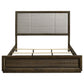 Atlas 63-inch California King Upholstered Panel Bed Grey and Dark Oak