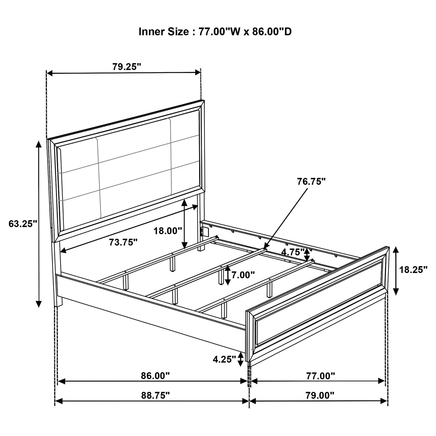 Atlas 63-inch California King Upholstered Panel Bed Grey and Dark Oak