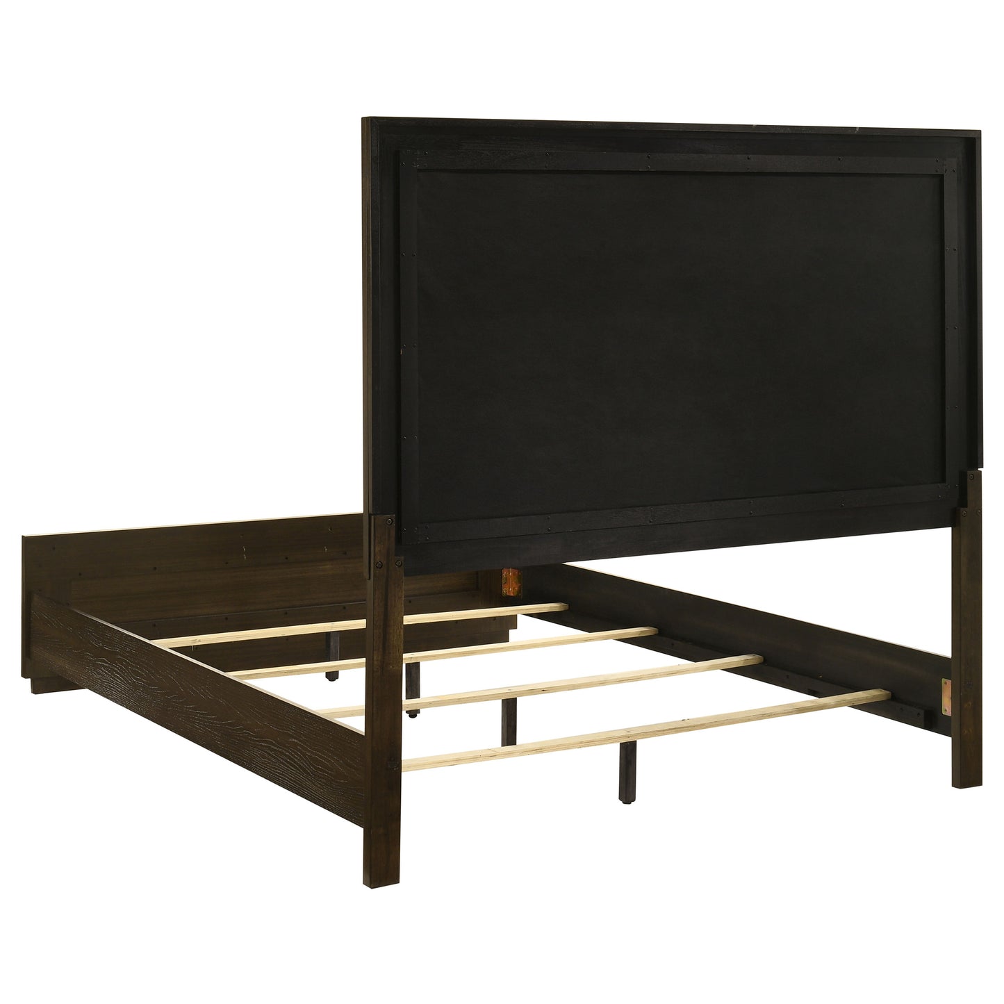 Atlas 64-inch Queen Upholstered Panel Bed Grey and Dark Oak