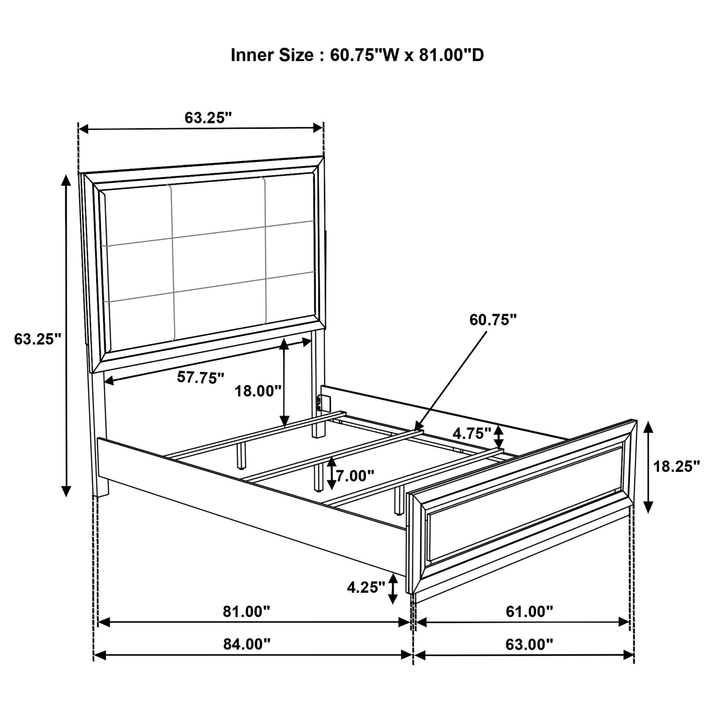 Atlas 64-inch Queen Upholstered Panel Bed Grey and Dark Oak