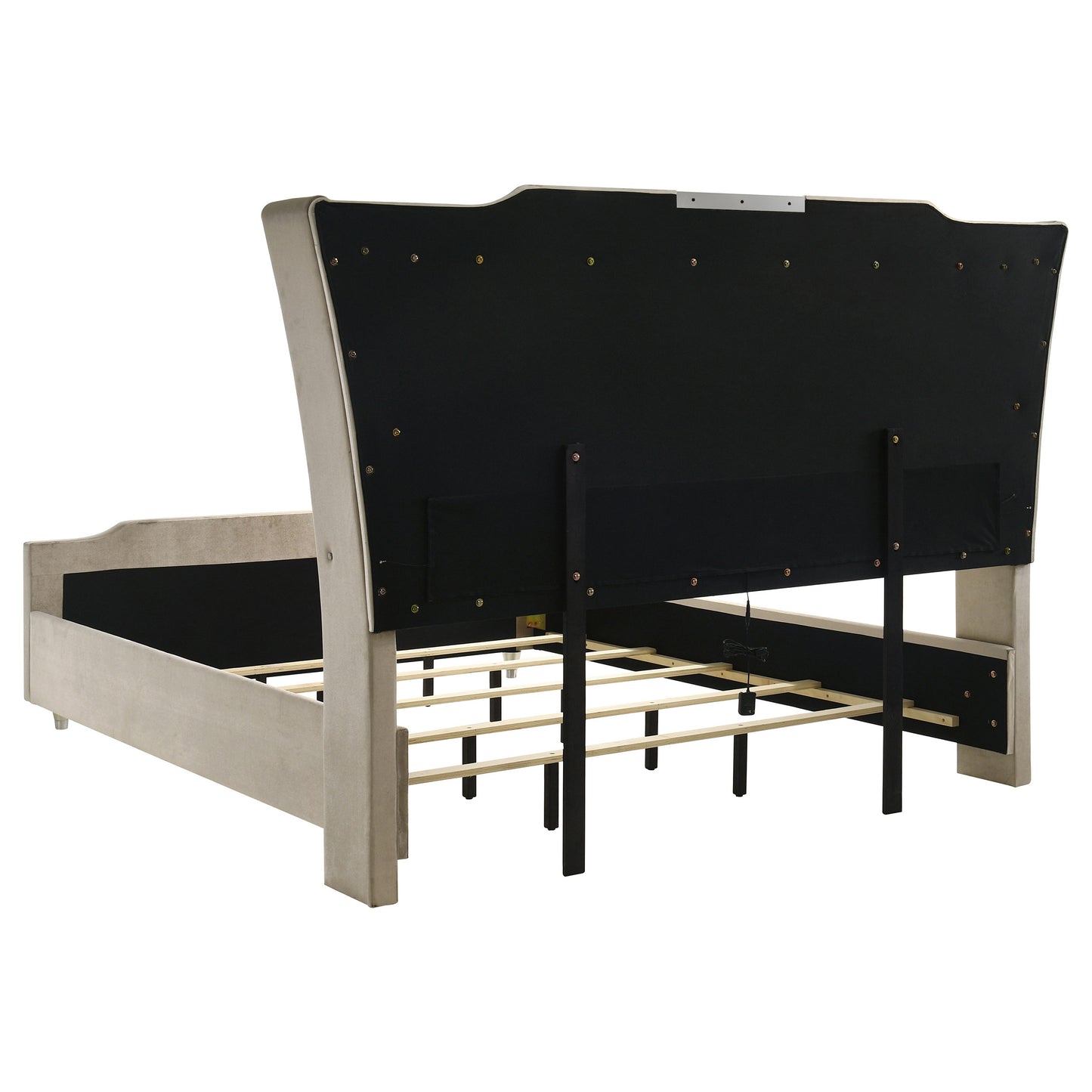 Lorient California King LED Upholstered Bed Ivory and Camel