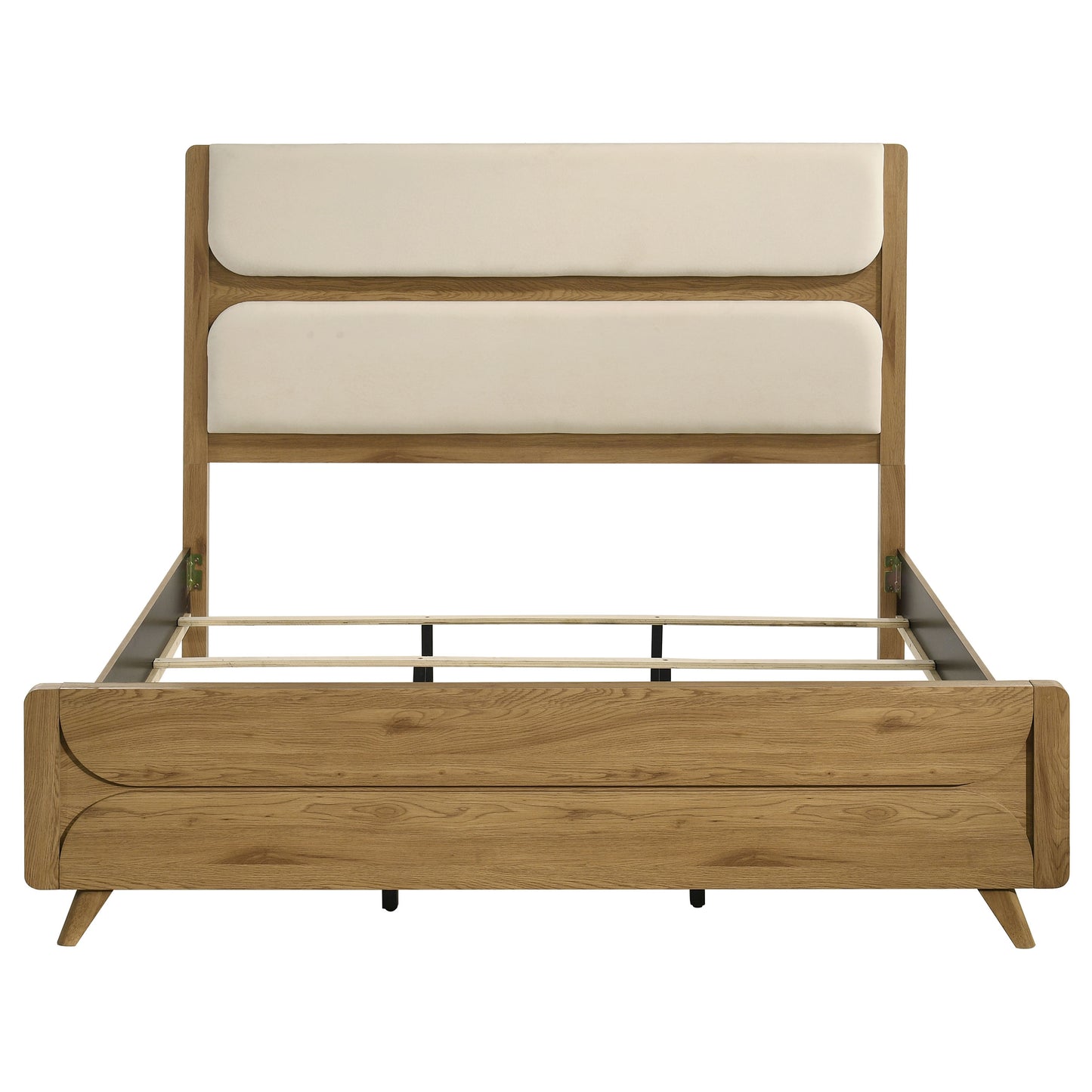 Bennett 78-inch Eastern King Upholstered Panel Bed Cream and Light Oak