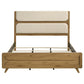 Bennett 78-inch Eastern King Upholstered Panel Bed Cream and Light Oak