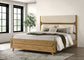 Bennett 78-inch California King Upholstered Panel Bed Cream and Light Oak
