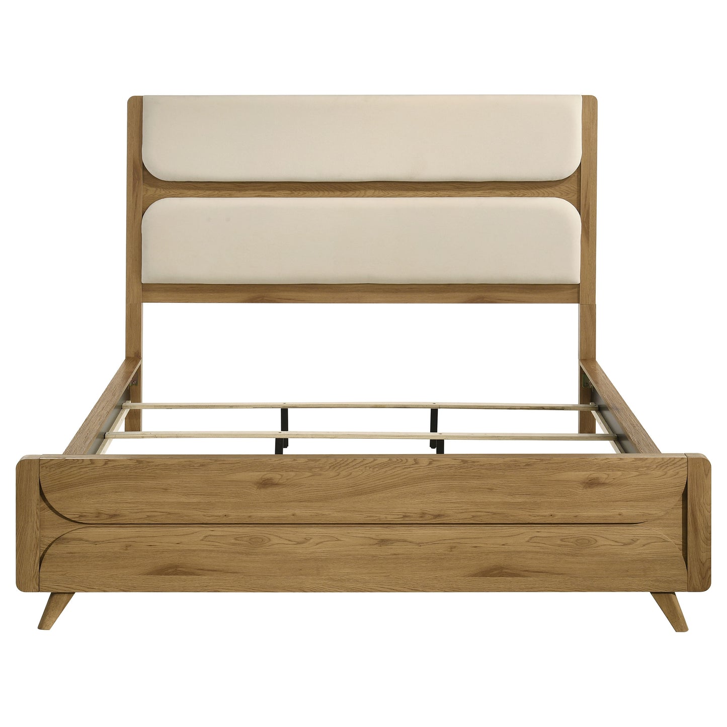 Bennett 78-inch California King Upholstered Panel Bed Cream and Light Oak