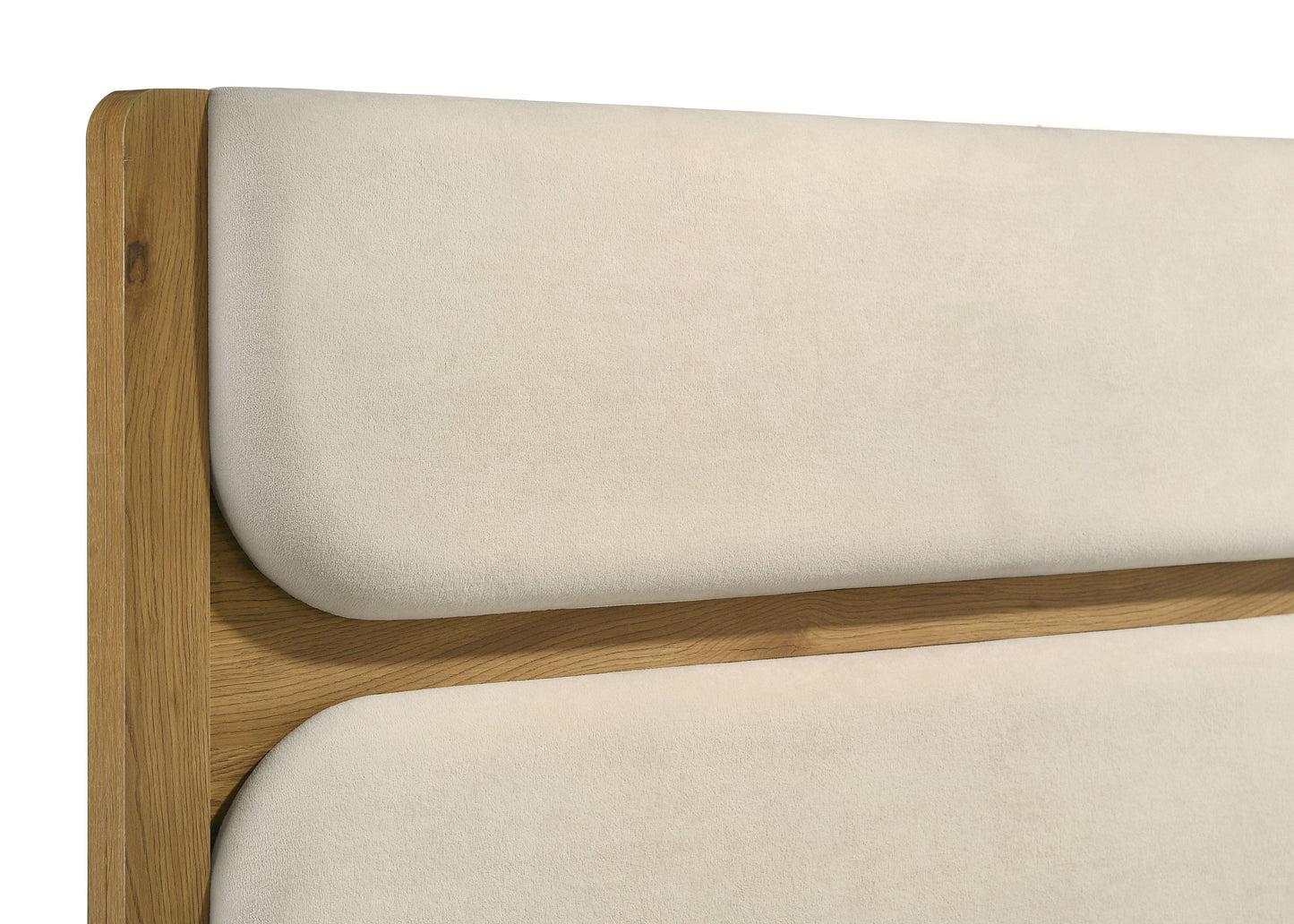 Bennett 78-inch California King Upholstered Panel Bed Cream and Light Oak