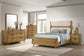 Bennett 78-inch California King Upholstered Panel Bed Cream and Light Oak