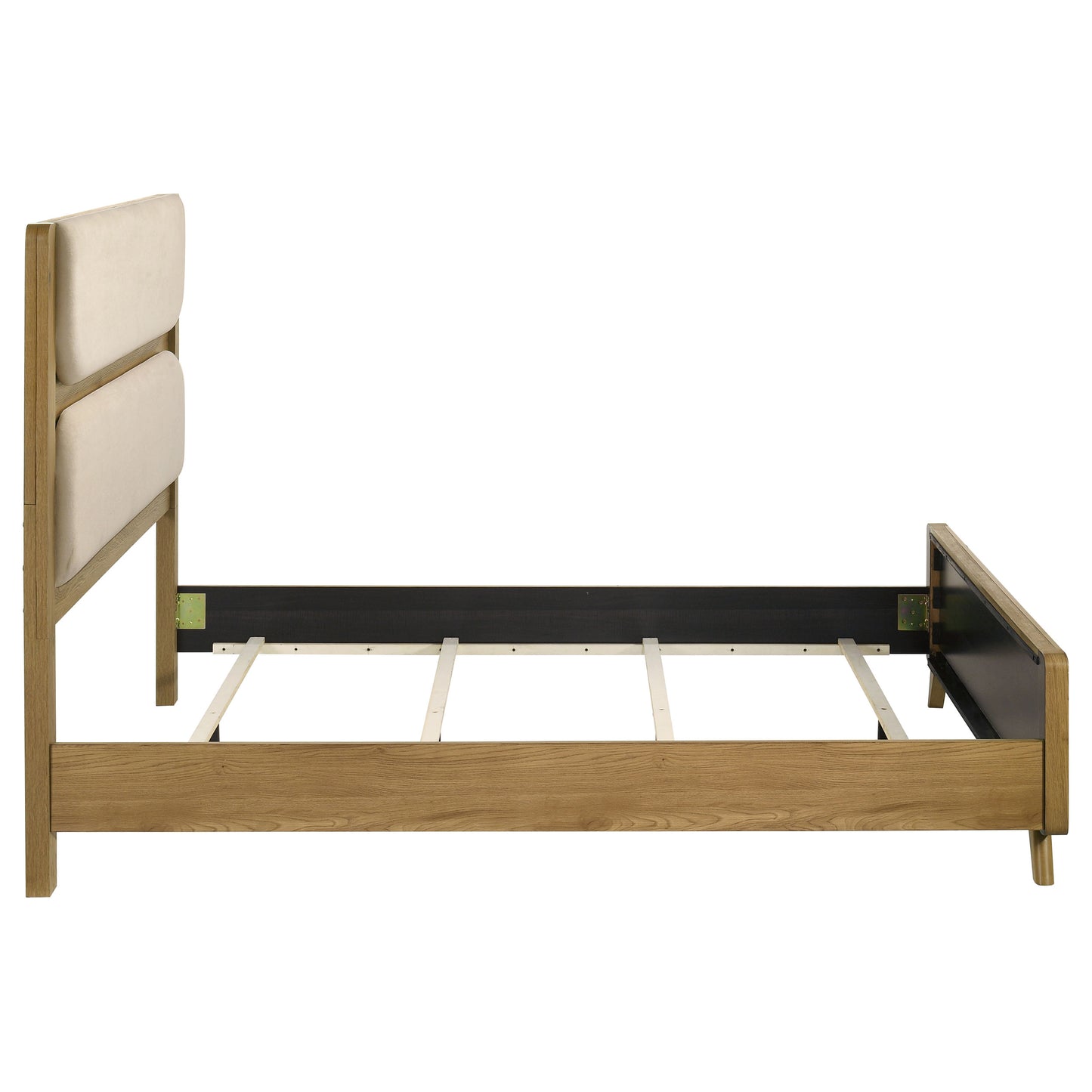 Bennett 63-inch Queen Upholstered Panel Bed Cream and Light Oak