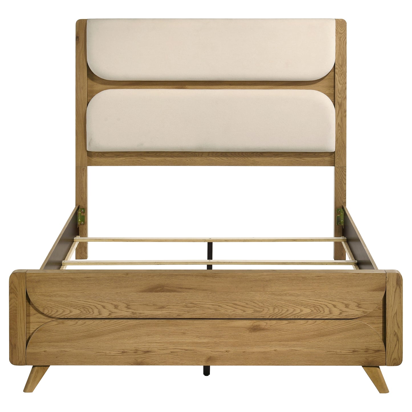 Bennett 63-inch Queen Upholstered Panel Bed Cream and Light Oak