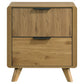 Bennett Mid-Century 2-Drawer Rubberwood Nightstand Light Oak