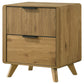 Bennett Mid-Century 2-Drawer Rubberwood Nightstand Light Oak
