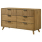 Bennett Mid-Century 6-Drawer Rubberwood Dresser Light Oak