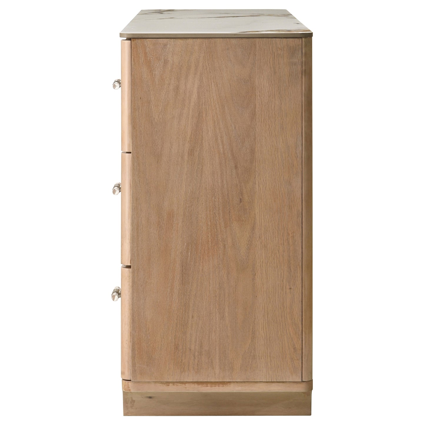 Leanne 6-drawer Sinter Stone Top Dresser Cabinet Light Oak