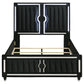 Ravenne Velvet Upholstered Queen LED Panel Bed Black