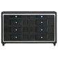 Ravenne 8-drawer Velvet Upholstered LED Dresser Cabinet Black