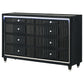 Ravenne 8-drawer Velvet Upholstered LED Dresser Cabinet Black