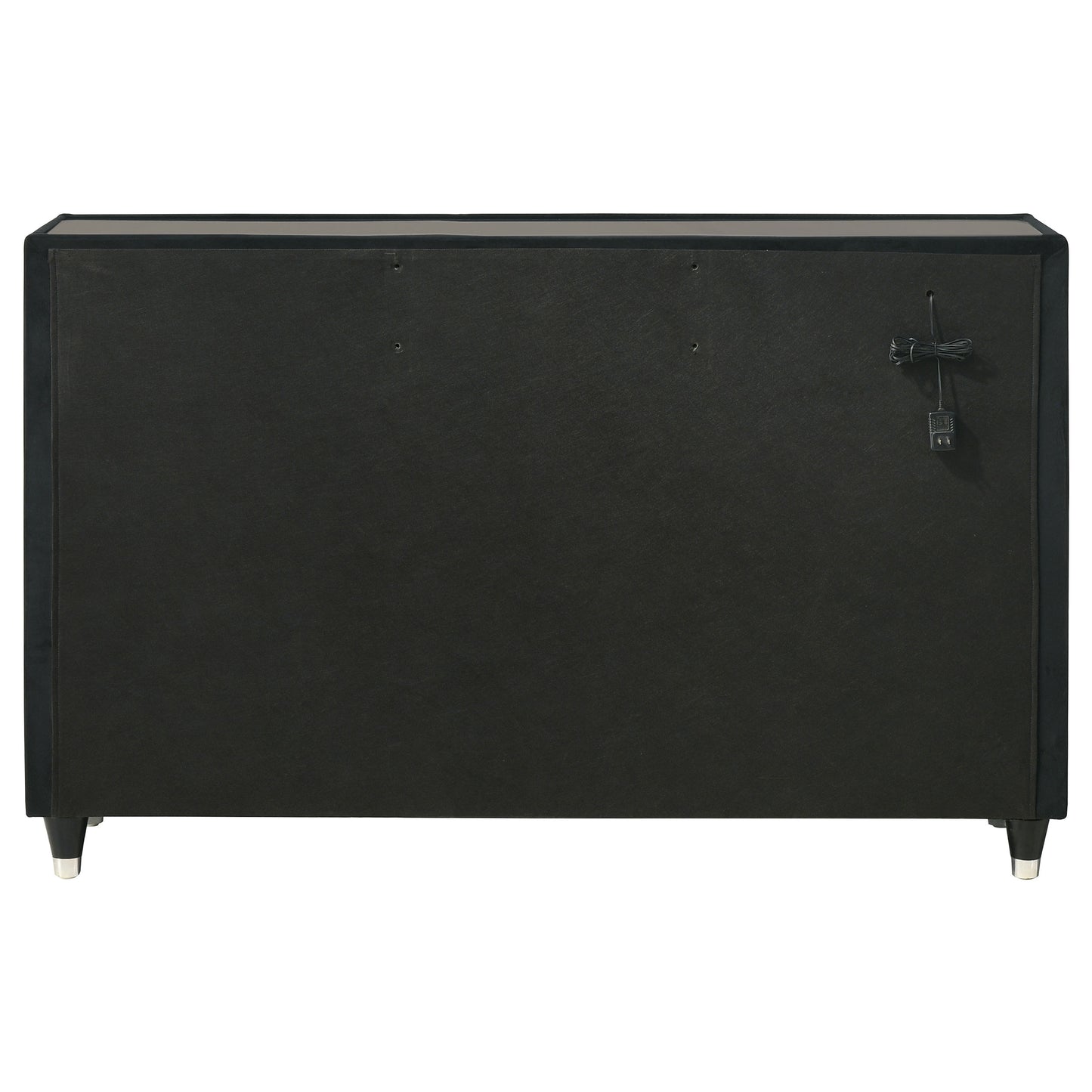 Ravenne 8-drawer Velvet Upholstered LED Dresser Cabinet Black