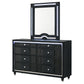 Ravenne 8-drawer Velvet Upholstered LED Dresser and Mirror Black