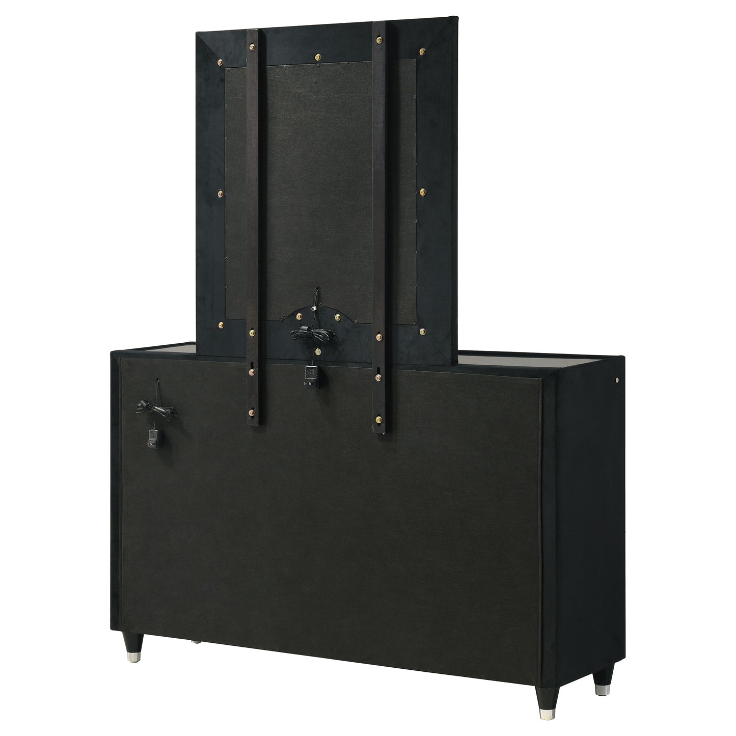 Ravenne 8-drawer Velvet Upholstered LED Dresser and Mirror Black