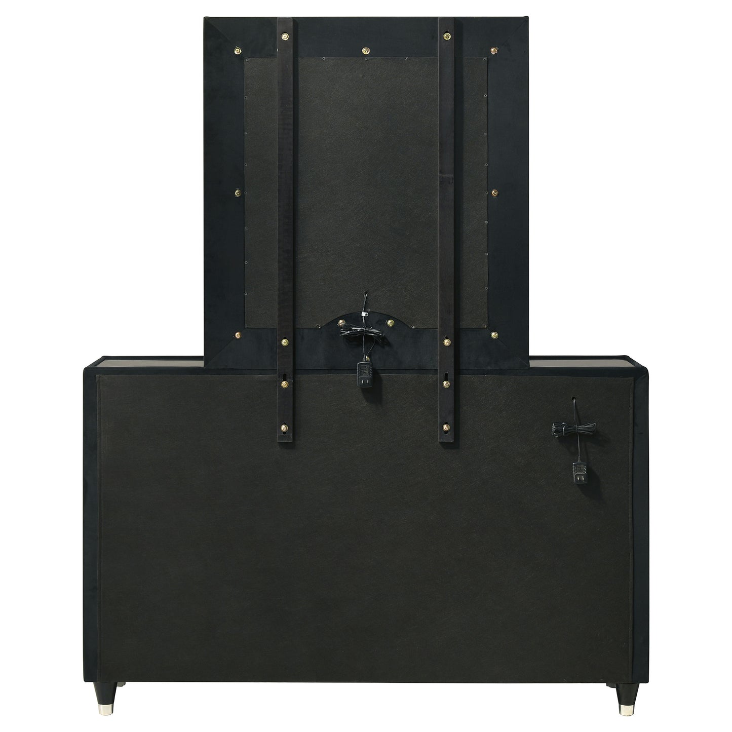 Ravenne 8-drawer Velvet Upholstered LED Dresser and Mirror Black