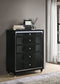 Ravenne 5-drawer Velvet Upholstered LED Chest of Drawers Black